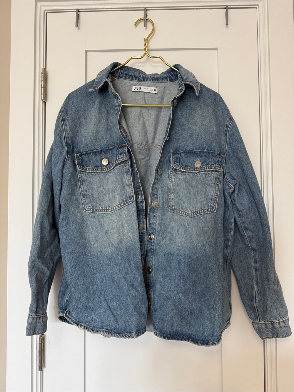 Zara Washed Blue Denim Shacket